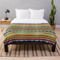 Colorful and vibrant boho-style plush blanket
