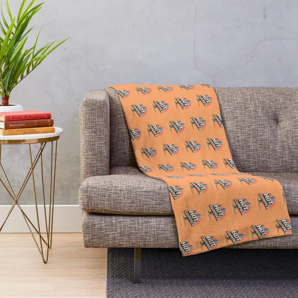 Colorful abstract plush blanket with summer and desert design