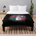Colorful plush blanket featuring the Mexican and Cuban flags, celebrating Cuban Mexican culture and pride.