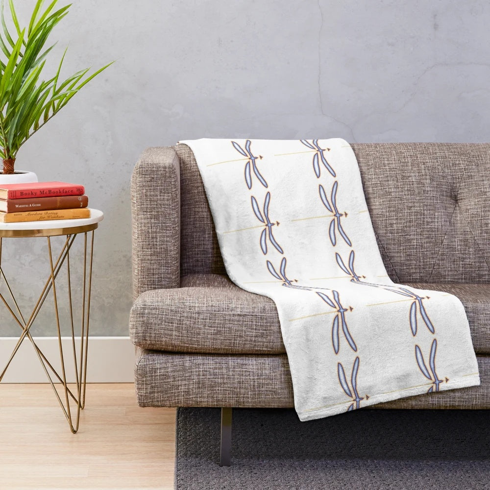 Colorful dragonfly plush blanket with abstract nature design
