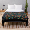 Colorful ethnic abstract painting plush blanket with bohemian tribal design