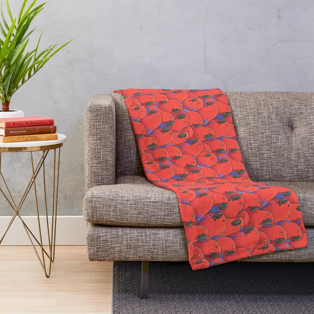 Plush blanket featuring a vibrant female eclectus parrot