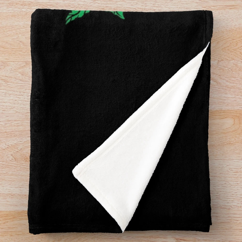 Fire Monk inspired plush blanket with Japanese art style and neon accents