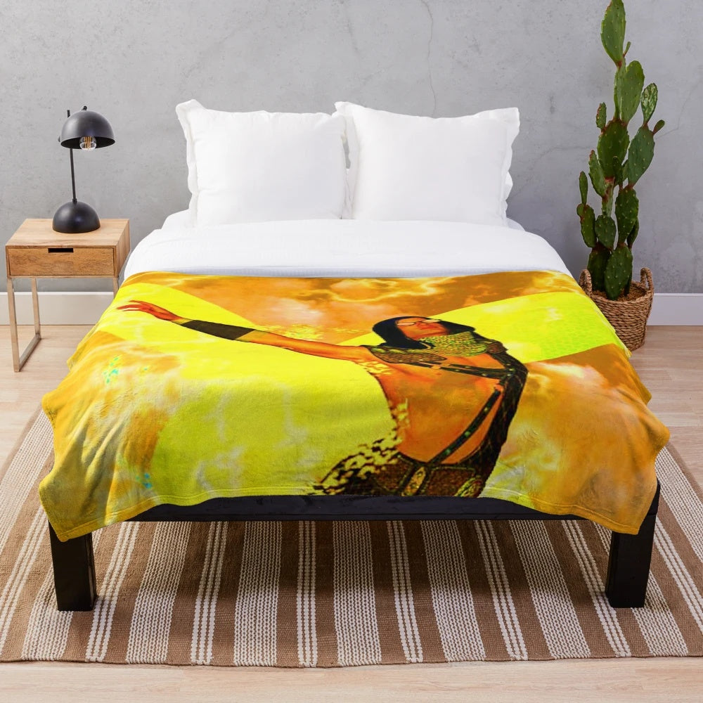 Firefly Metamorphosis Plush Blanket featuring colorful abstract patterns and nature-inspired design