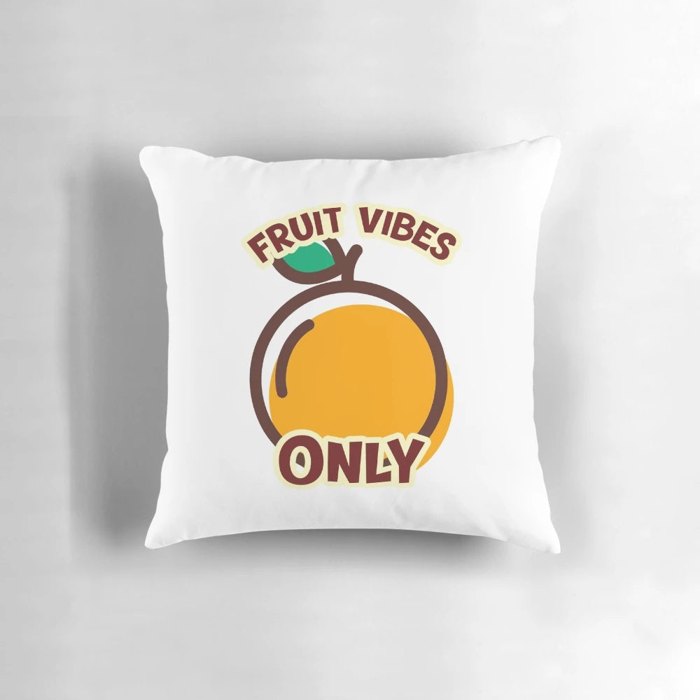Colorful, whimsical fruit-themed pillow with a fun, kawaii design