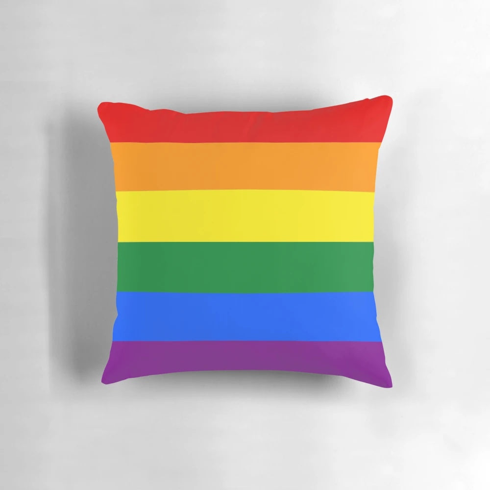 Colorful gay pride pillow with rainbow flag design