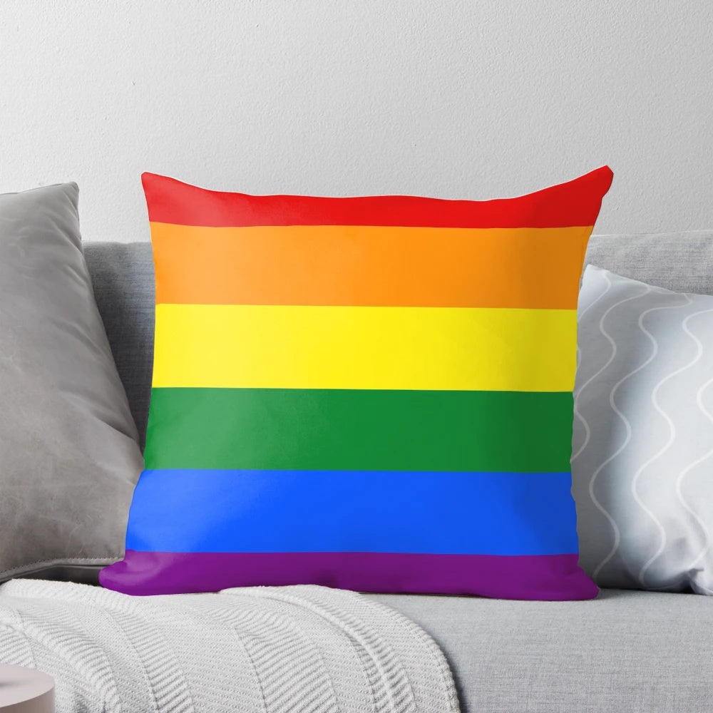 Colorful gay pride pillow with rainbow flag design