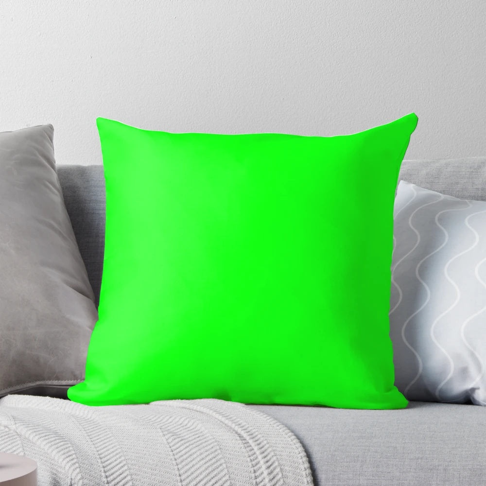 Vibrant green electric solid color minimalist decorative throw pillow