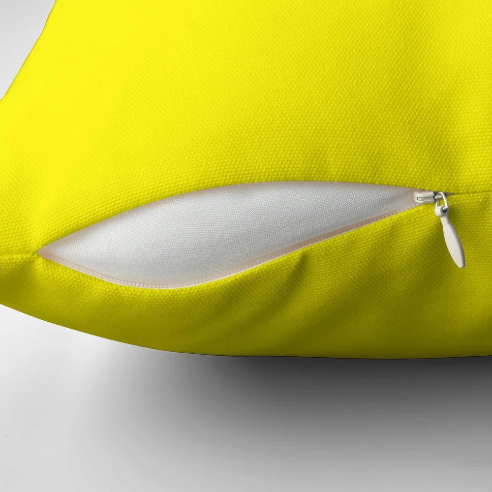 Lemon yellow solid color decorative throw pillow for modern home design