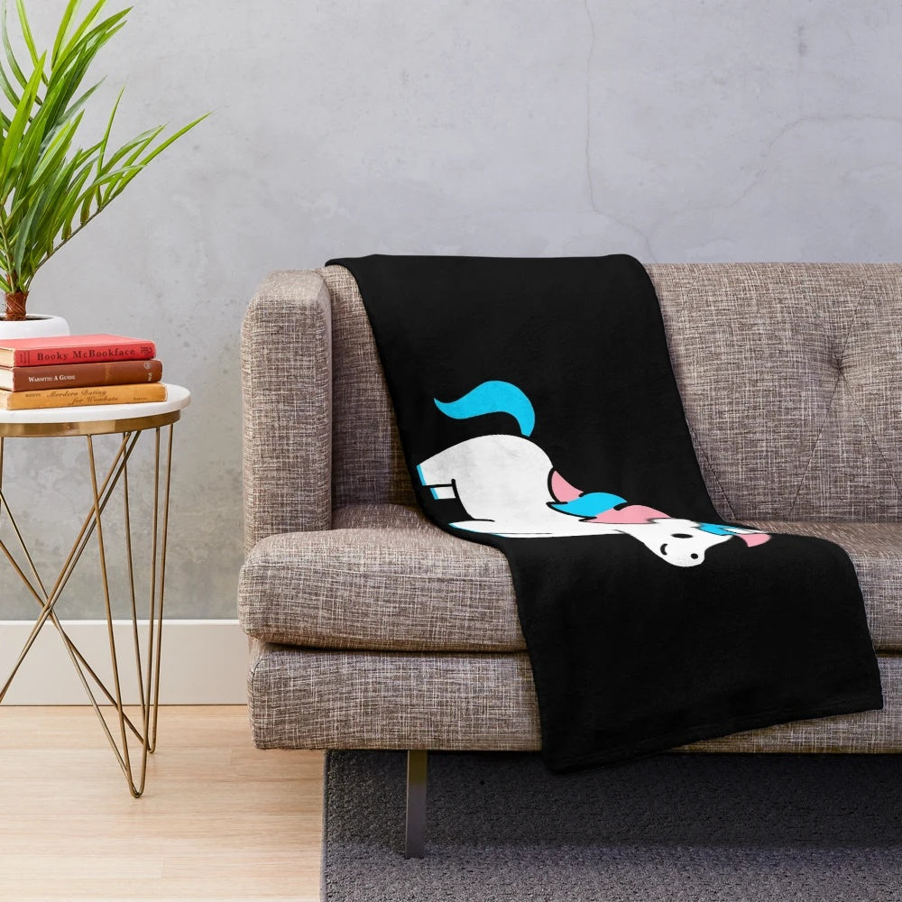 Colorful unicorn plush blanket with LGBTQ pride colors