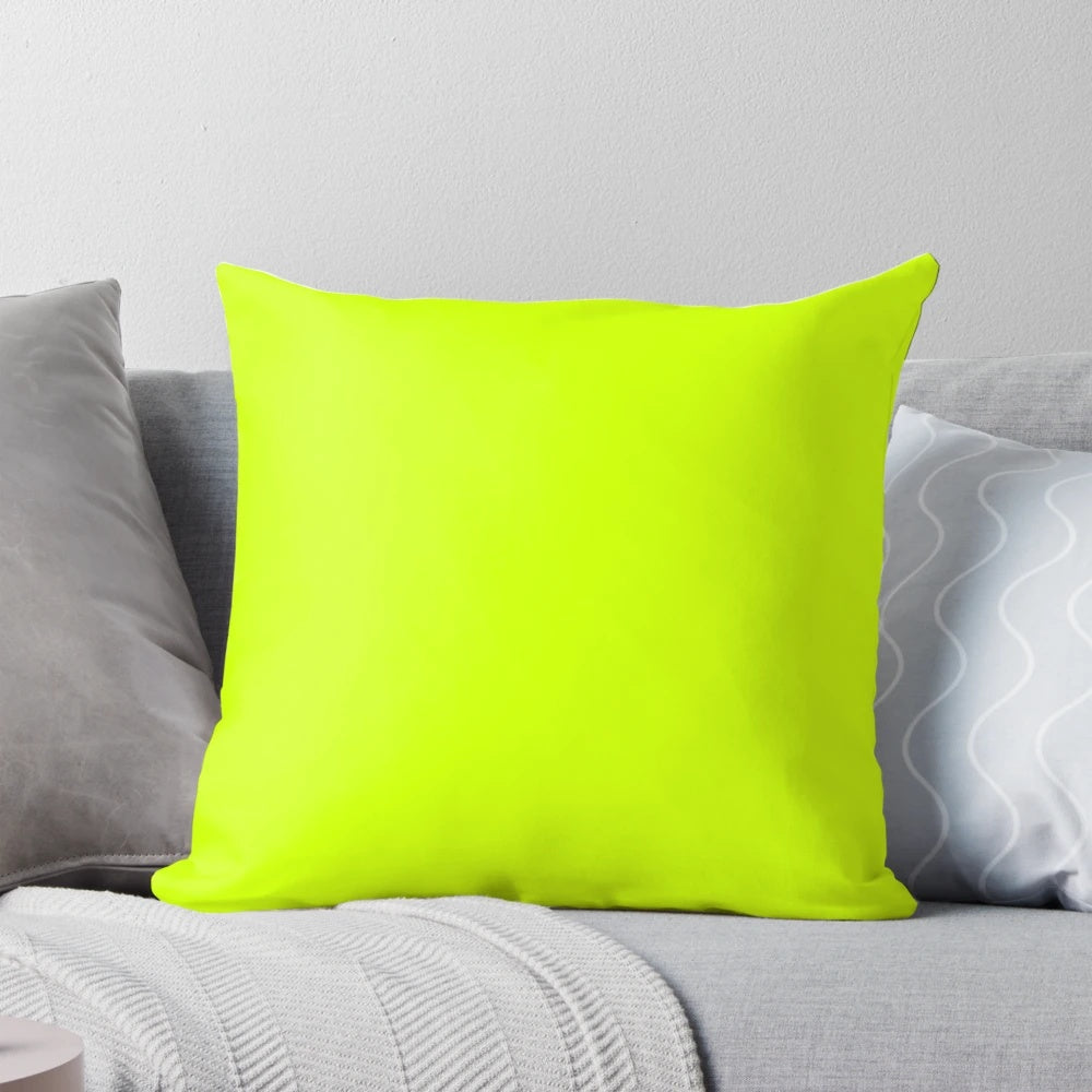 Bright green lime neon color accent pillow with abstract texture and modern graphic design