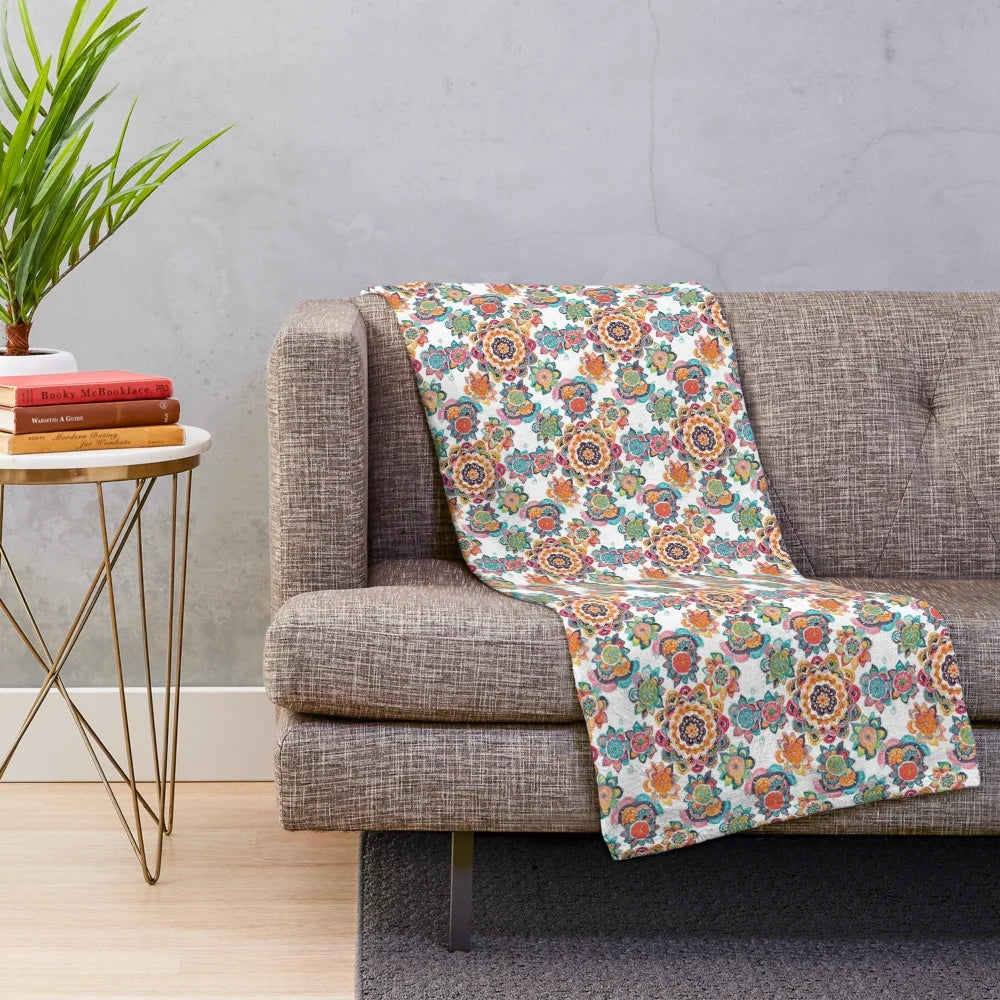 Colorful mandala pattern plush blanket
