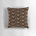 Monarch butterfly printed on a plush, decorative pillow with a vibrant, nature-inspired pattern.