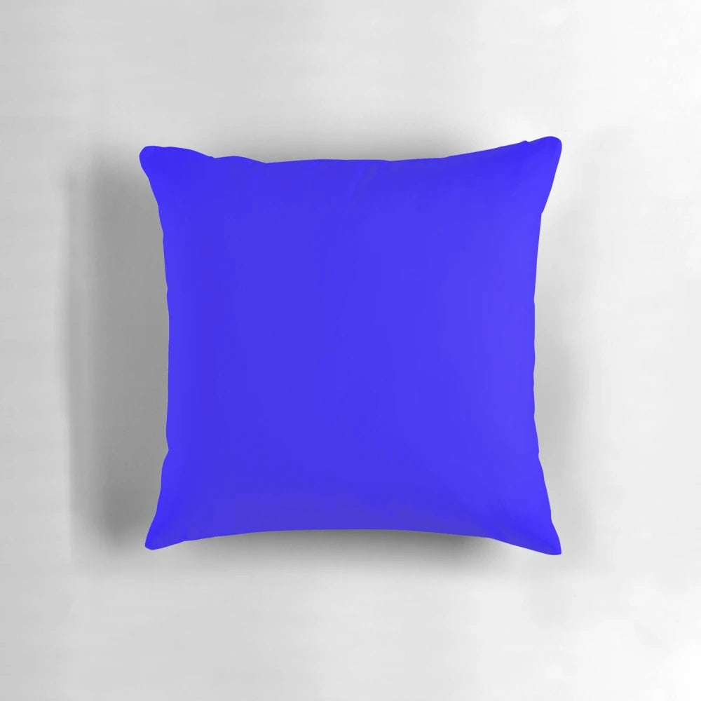 Neon blue decorative pillow with a vibrant, bold color