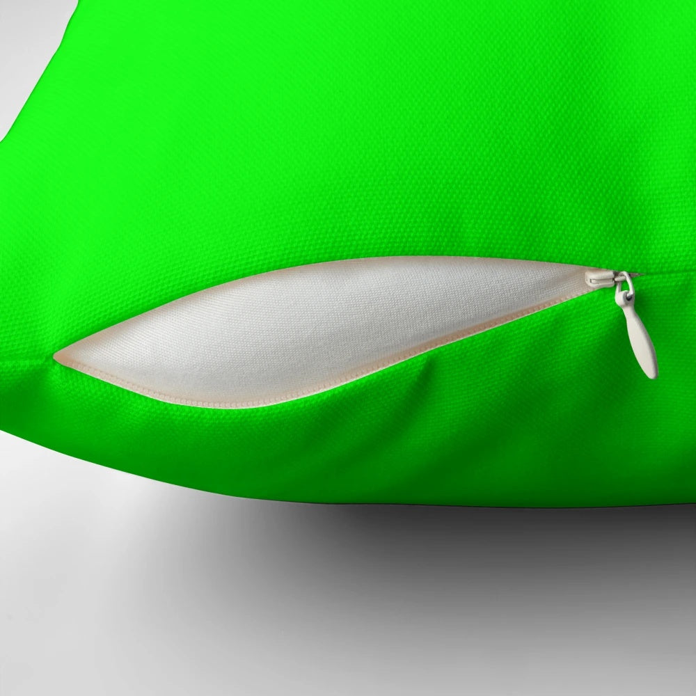 Neon electric green solid color decorative pillow