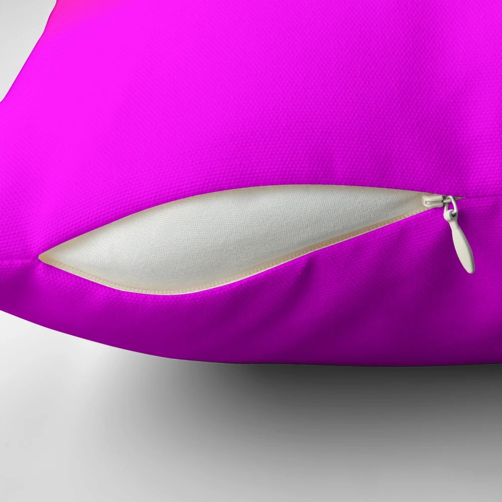 Neon orange and hot pink ombre fade decorative pillow