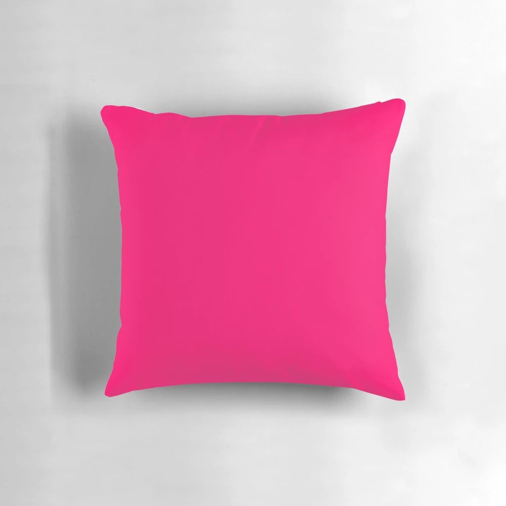 Vibrant neon pink fluorescent accent pillow for bright, eye-catching home décor