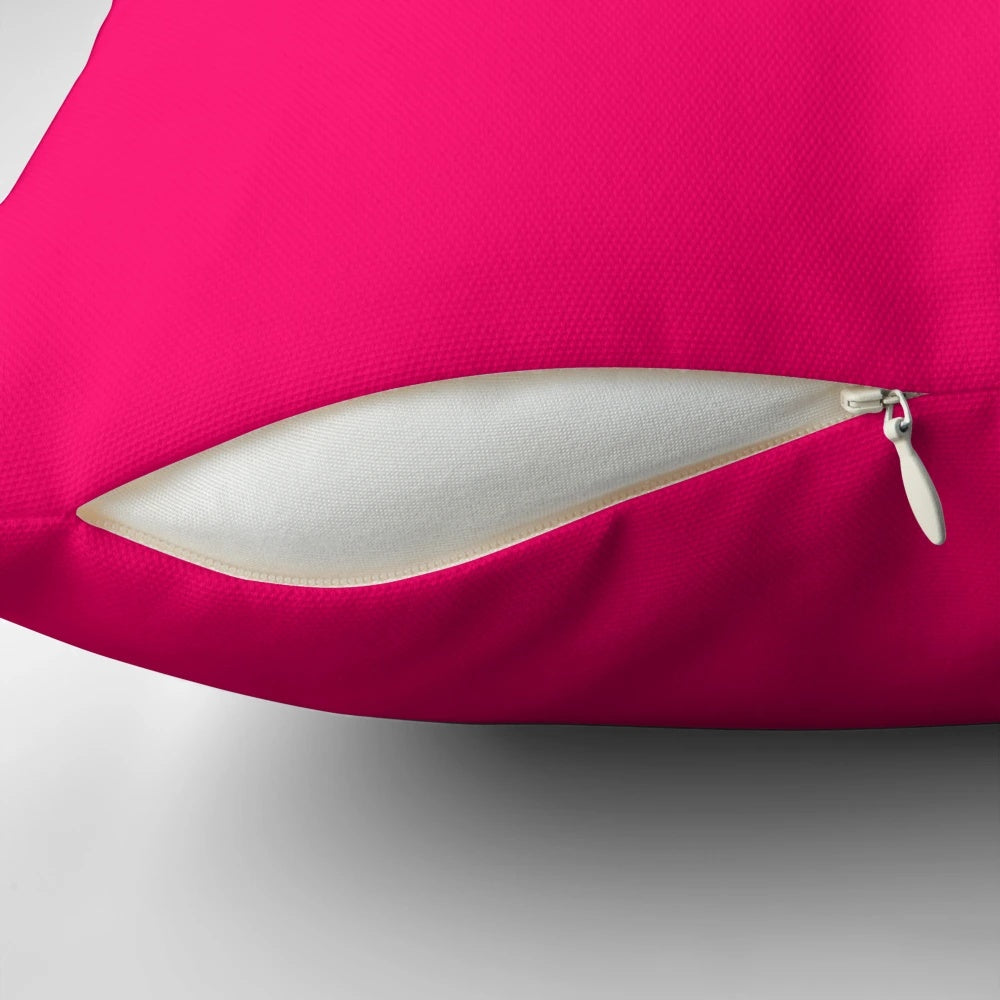 Vibrant neon pink fluorescent accent pillow for bright, eye-catching home décor