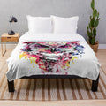 Colorful abstract owl plush blanket for home decor
