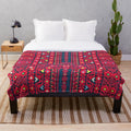 Colorful palestinian embroidered plush blanket