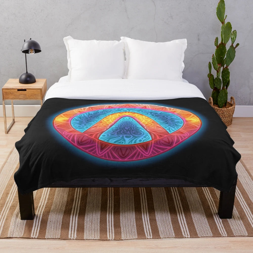 Patterned plush blanket with vibrant mandala-inspired design, perfect for Borderlands fans