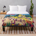 Vibrant Peruvian culture plush blanket with colorful Peruvian art