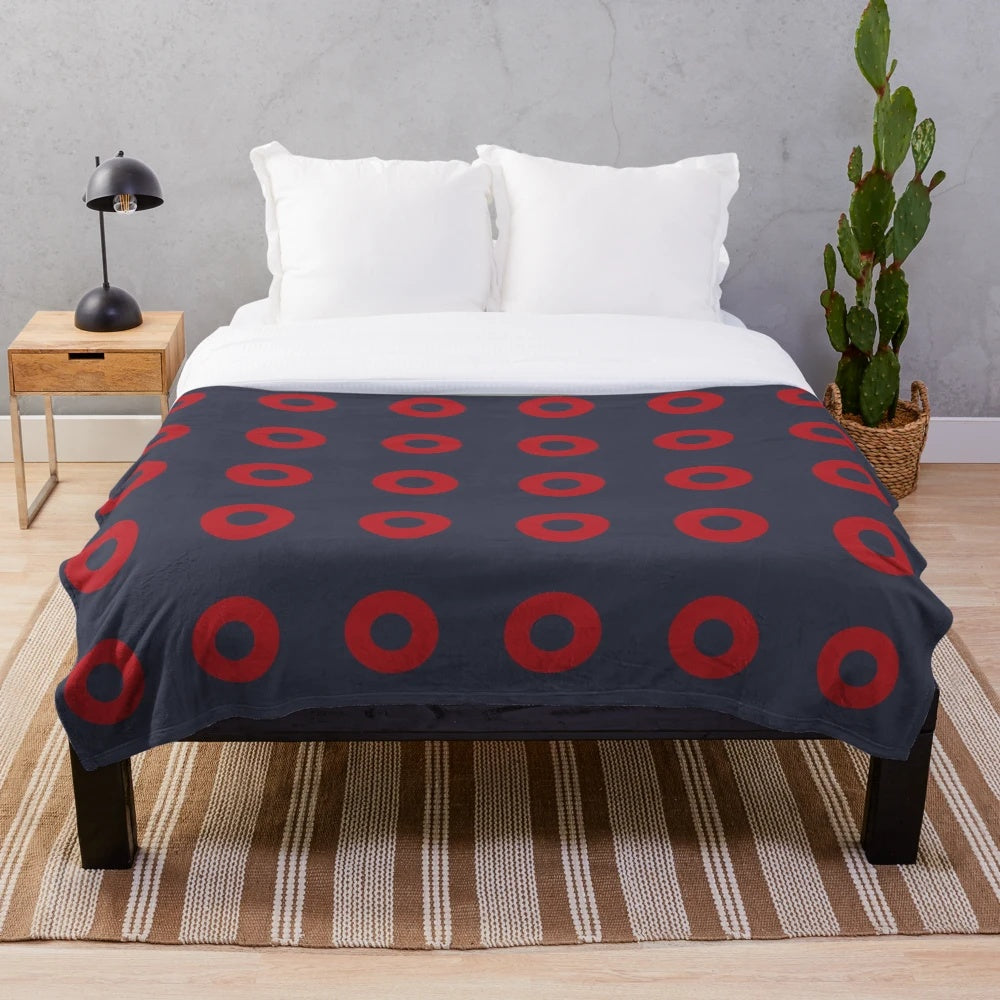 Vibrant phish-inspired donut plush blanket