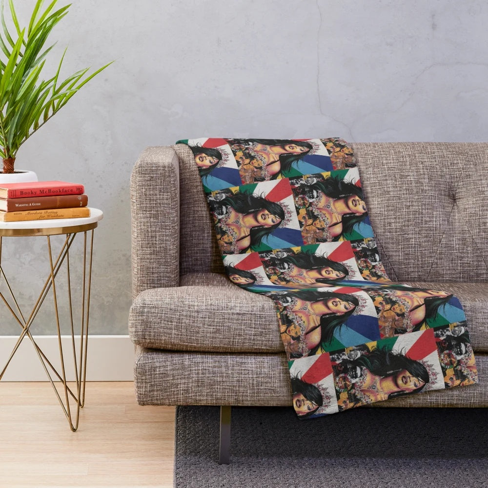 Colorful pop art plush blanket with bold, modern designs