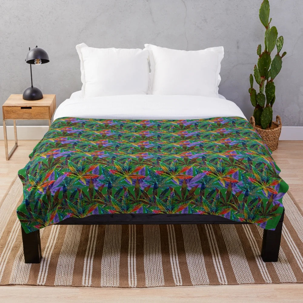 Psychedelic plush blanket with colorful, trippy, and vibrant design