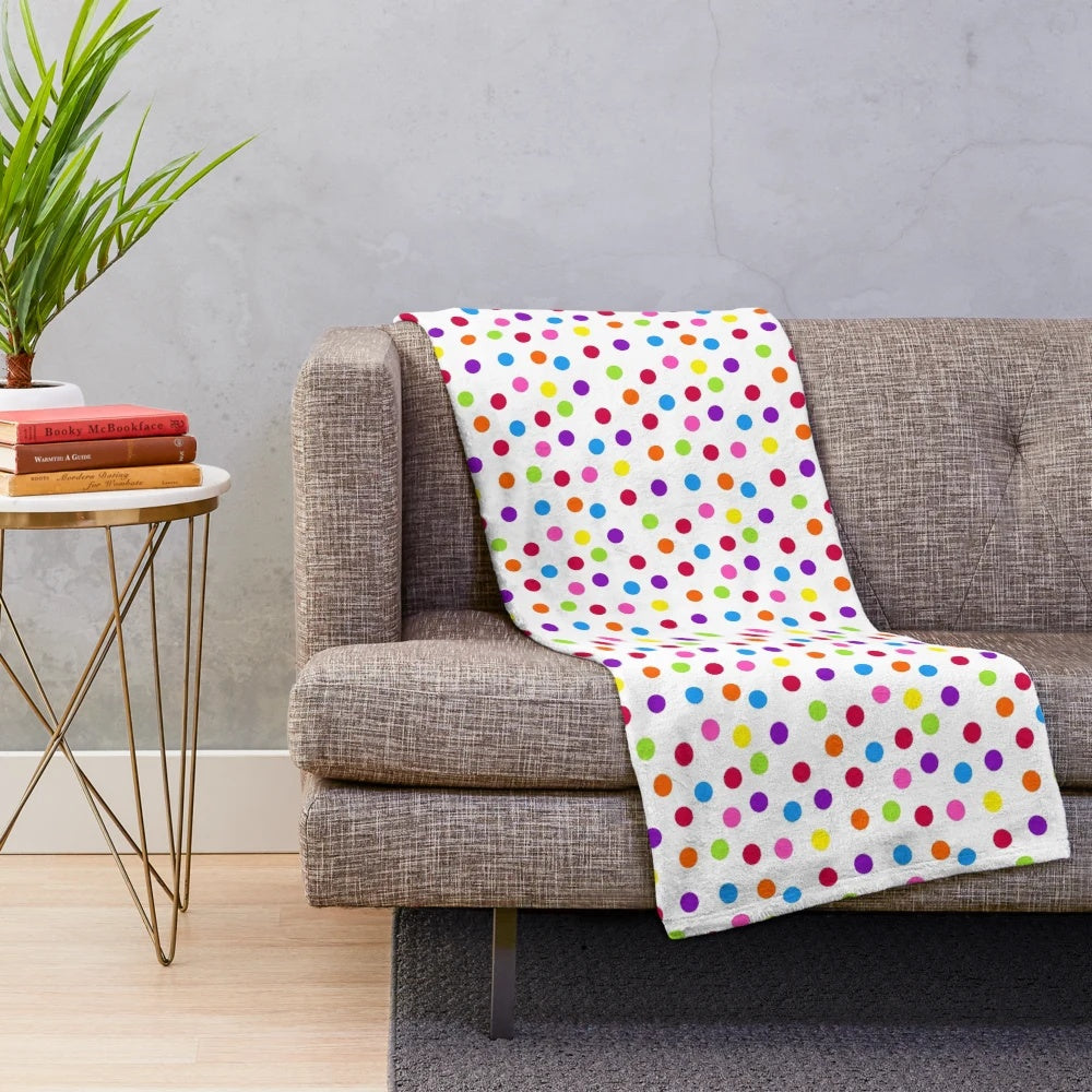 Colorful rainbow confetti polka dot pattern plush blanket