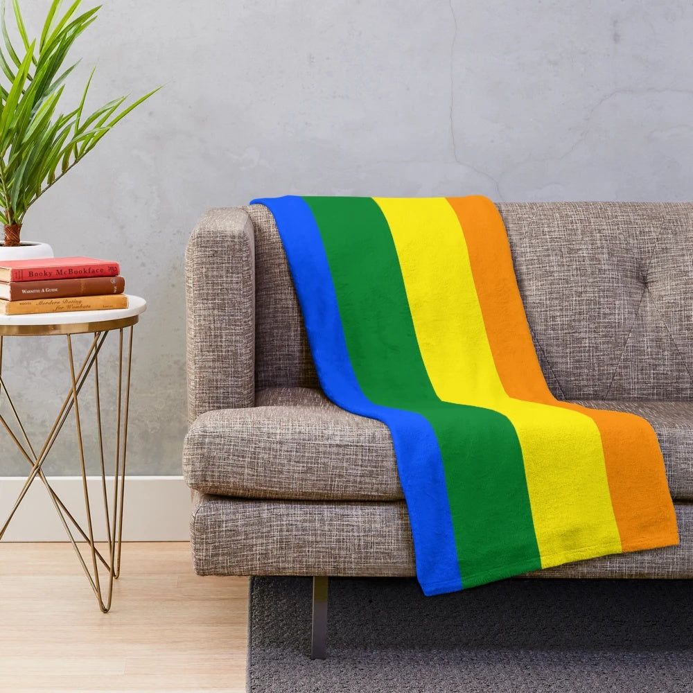 Colorful rainbow plush blanket for LGBTQ+ pride