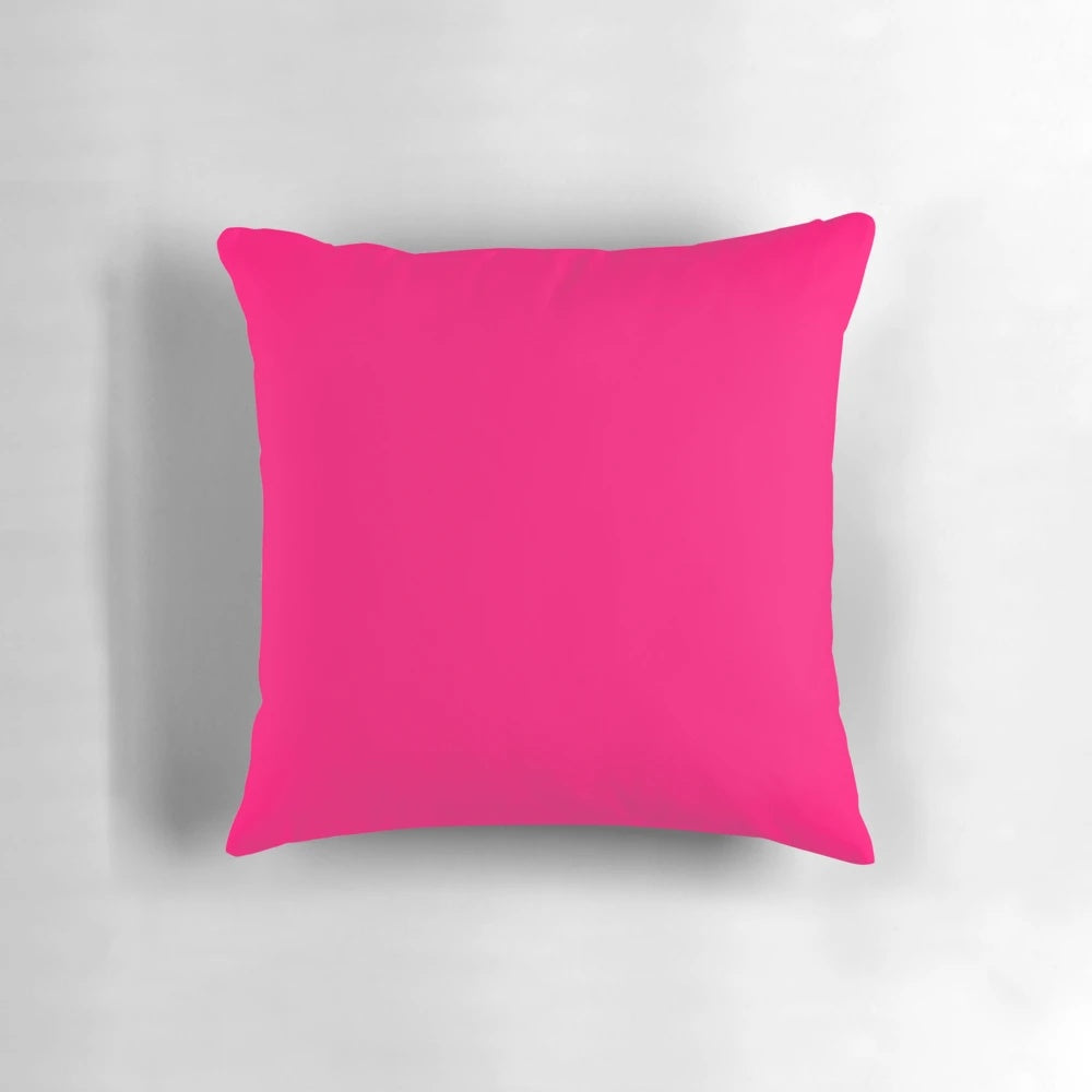 Vivid raspberry-colored pillow with a bright, neon pink hue