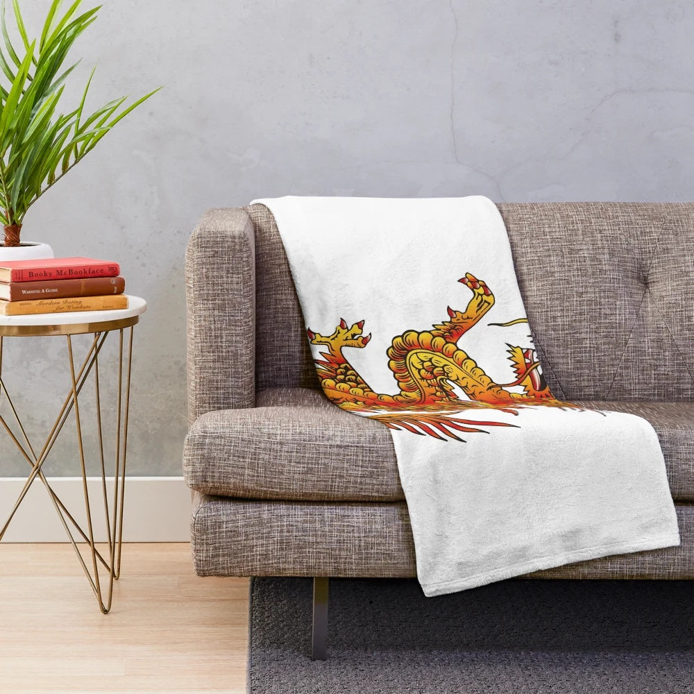 Red dragon plush blanket with oriental design for cozy home decor