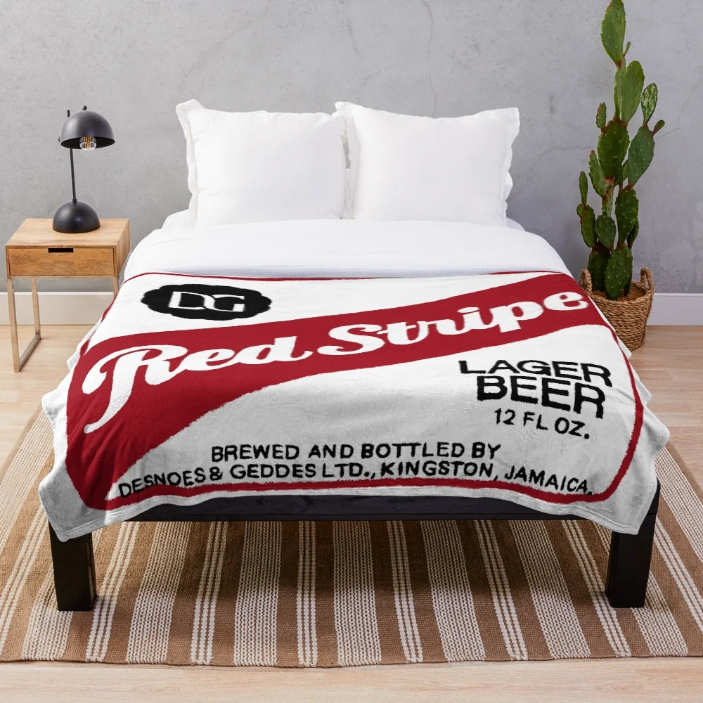 Red and white striped plush blanket