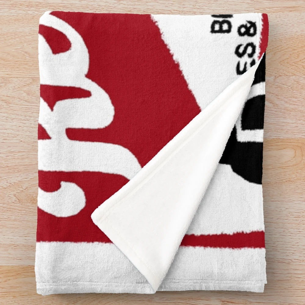 Red and white striped plush blanket