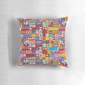 Colorful retro-style pillow with blocks of vibrant colors
