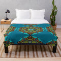 Colorful plush blanket featuring a sacred geometry mandala design, perfect for String Cheese Incident fans and music festival enthusiasts.