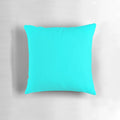 Solid cyan decorative pillow with turquoise and aqua accents, offering a modern and vibrant design for home decor.