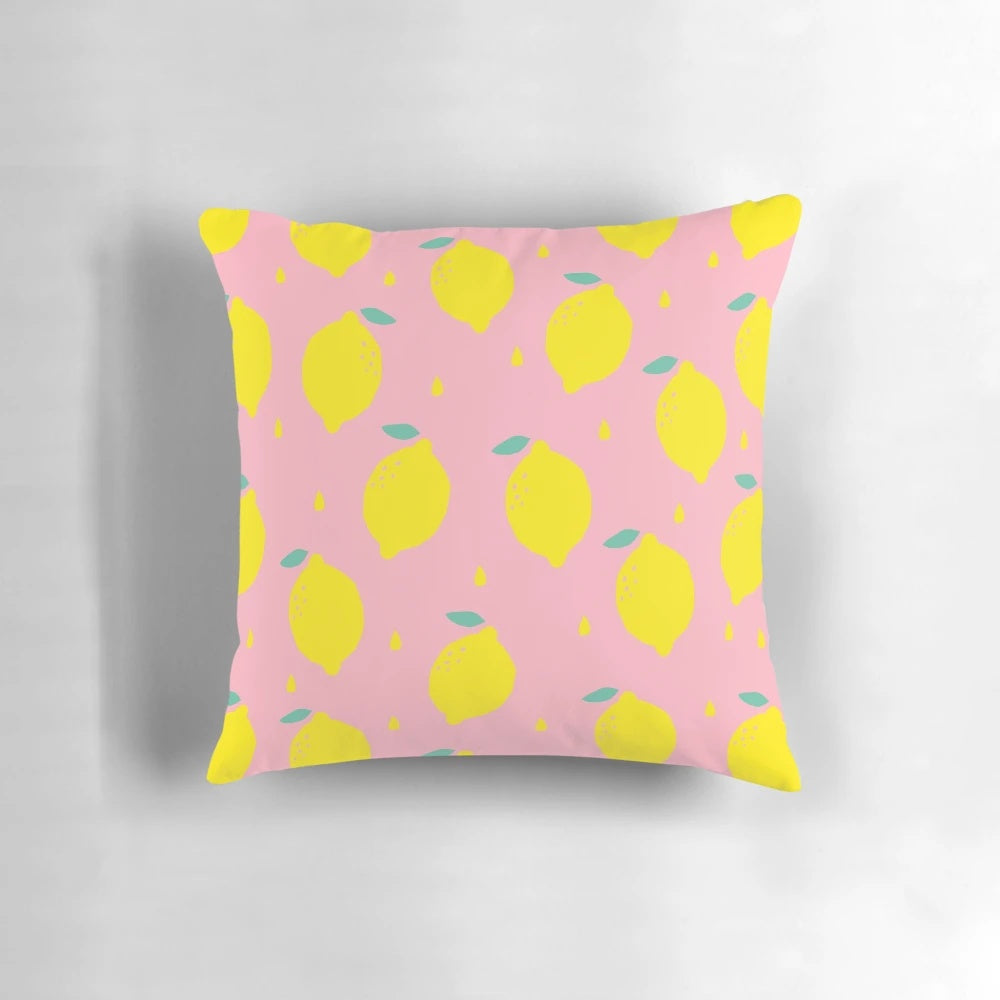 Sweet lemon pattern pillow with a playful, geometric design
