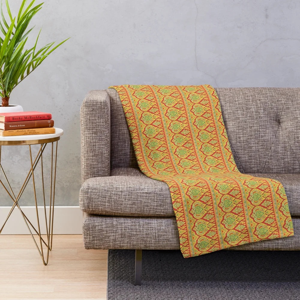 Vibrant Thai pattern plush blanket for a cozy home