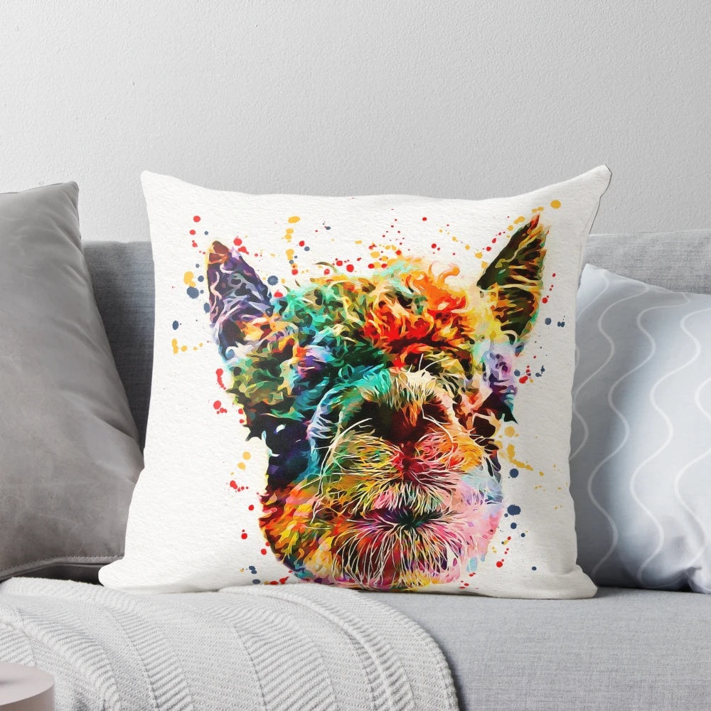 Whimsical watercolor painting of a llama and alpaca in a colorful, playful style.