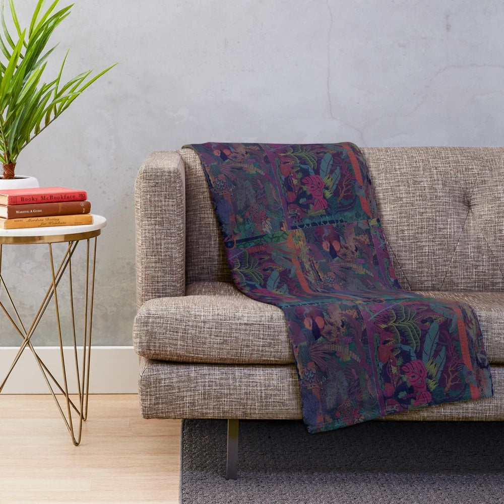 Colorful plush blanket featuring Zaba album art style patterns and Glass Animals band imagery
