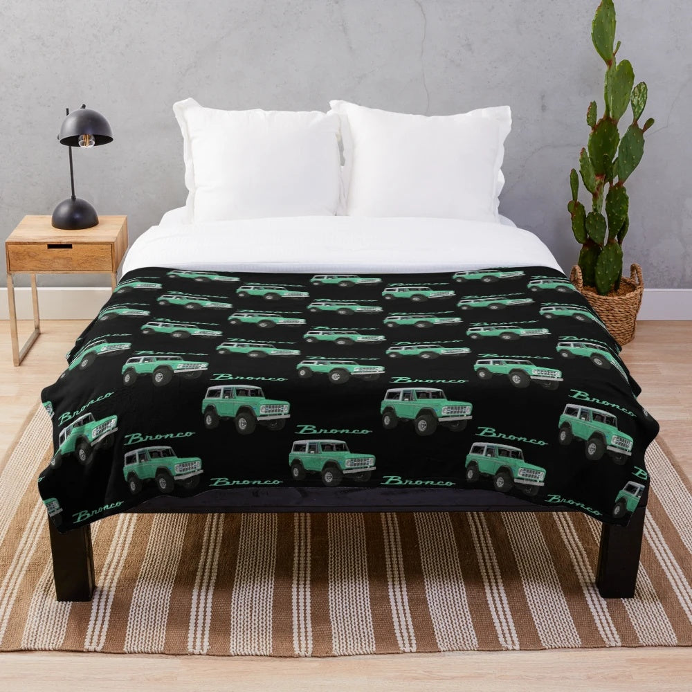 Vintage 1966-1977 Ford Bronco inspired plush blanket