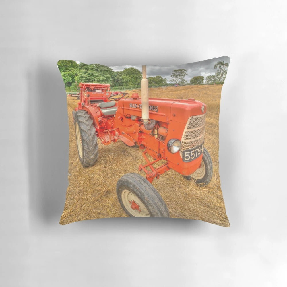 Vintage Allis-Chalmers tractor pillow with soft, durable fabric for farmhouse and country-inspired home decor