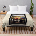 Vintage Amalfi travel-inspired plush blanket with retro Italian design