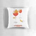 Vintage-inspired Aperol Spritz cocktail poster printed on a soft, plush pillow