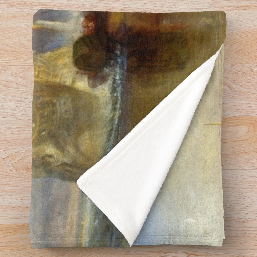 Plush blanket featuring the vintage painting "The Fighting Temeraire" by J.M.W. Turner