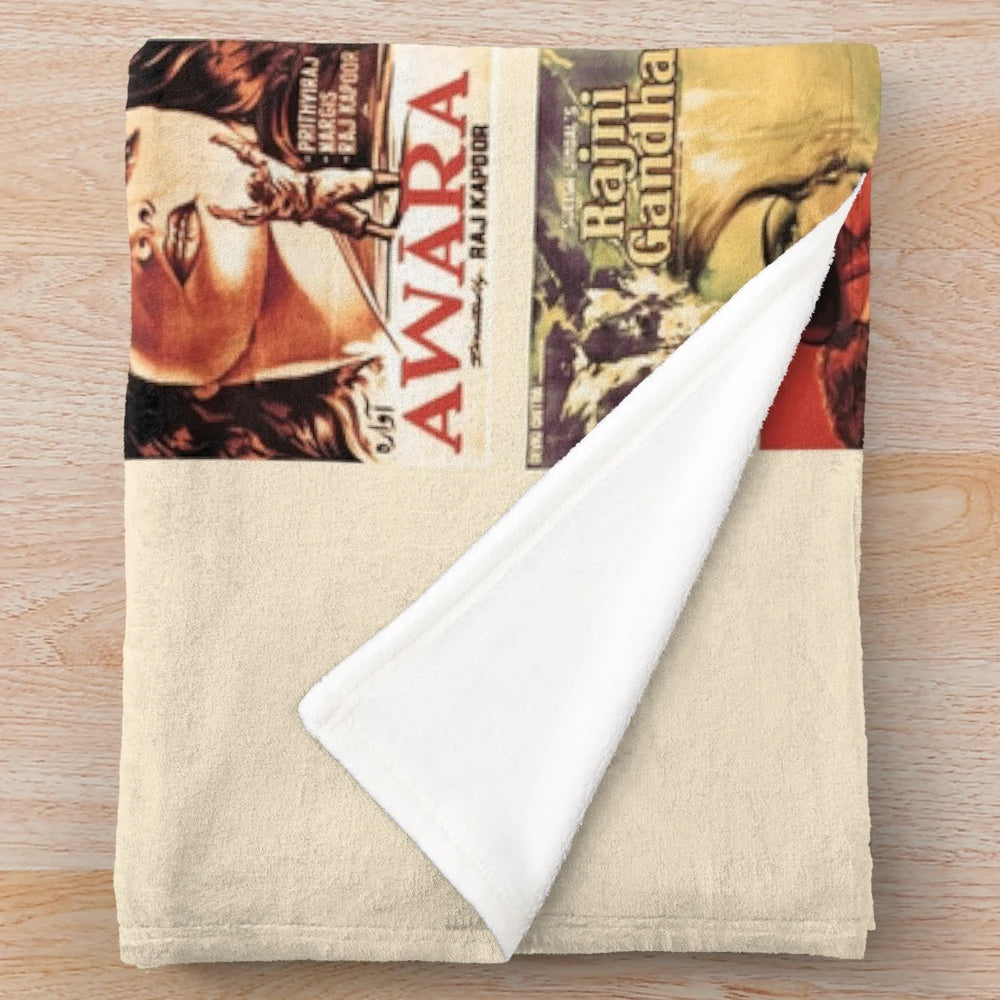 Vintage Bollywood Movie Poster Plush Blanket