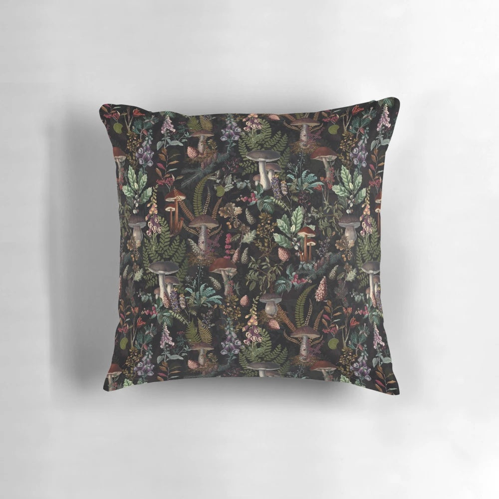Vintage botanical mushroom pattern decorative pillow