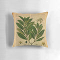 Vintage botanical print on distressed old book page decorative throw pillow